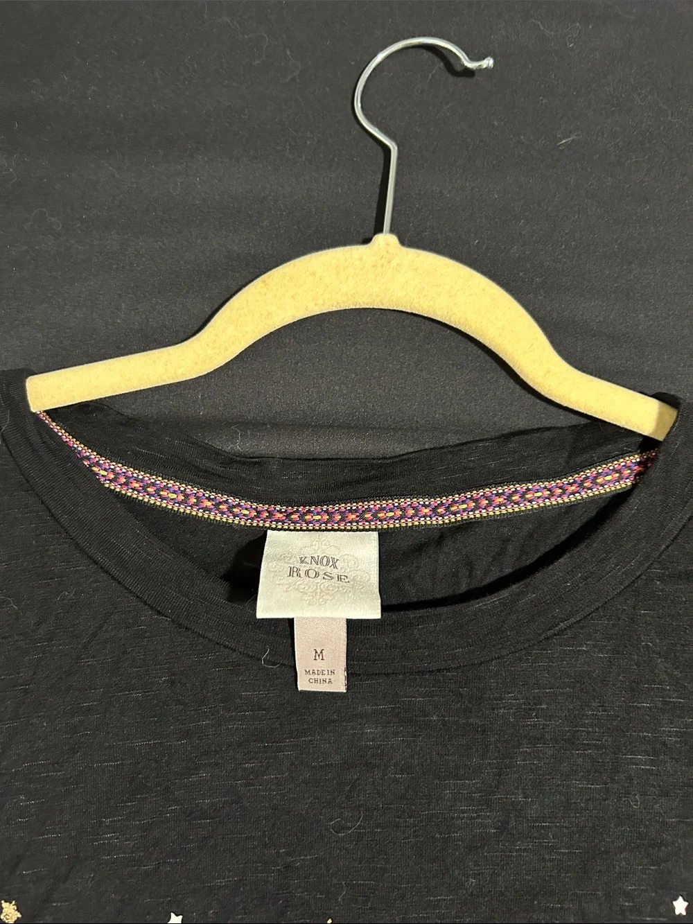 Knox Rose Black Long-Sleeve Tee with Gold Star Graphic